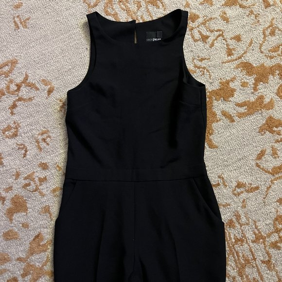 ASOS Petite Black Jumpsuit With Chic Racer Detail Sz 0 Like NEW - Picture 8 of 14